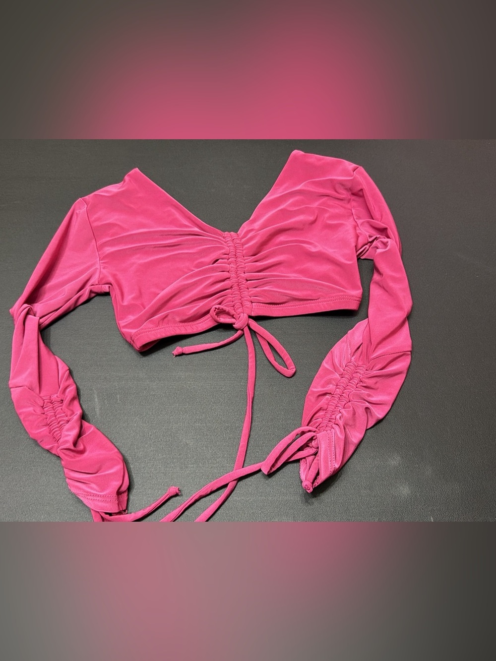 Tiger Friday Pink Ruched Drawstring Crop Top - child medium